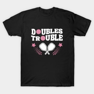 Pink Doubles Trouble Pickleball Partner Tournament T-Shirt